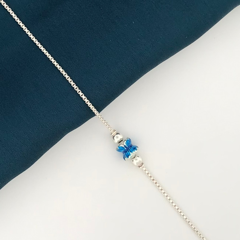 925 Silver Blue Design Rakhi