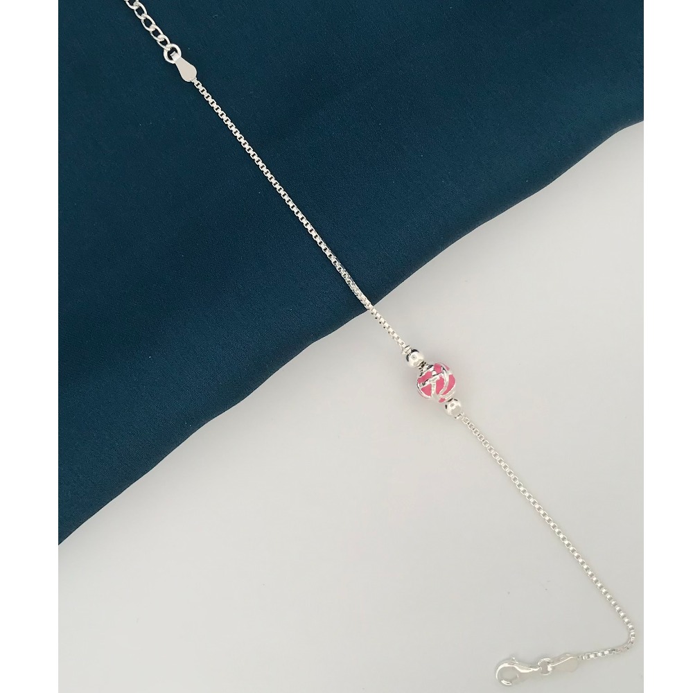 925 Silver Pink Design Rakhi - Image 2