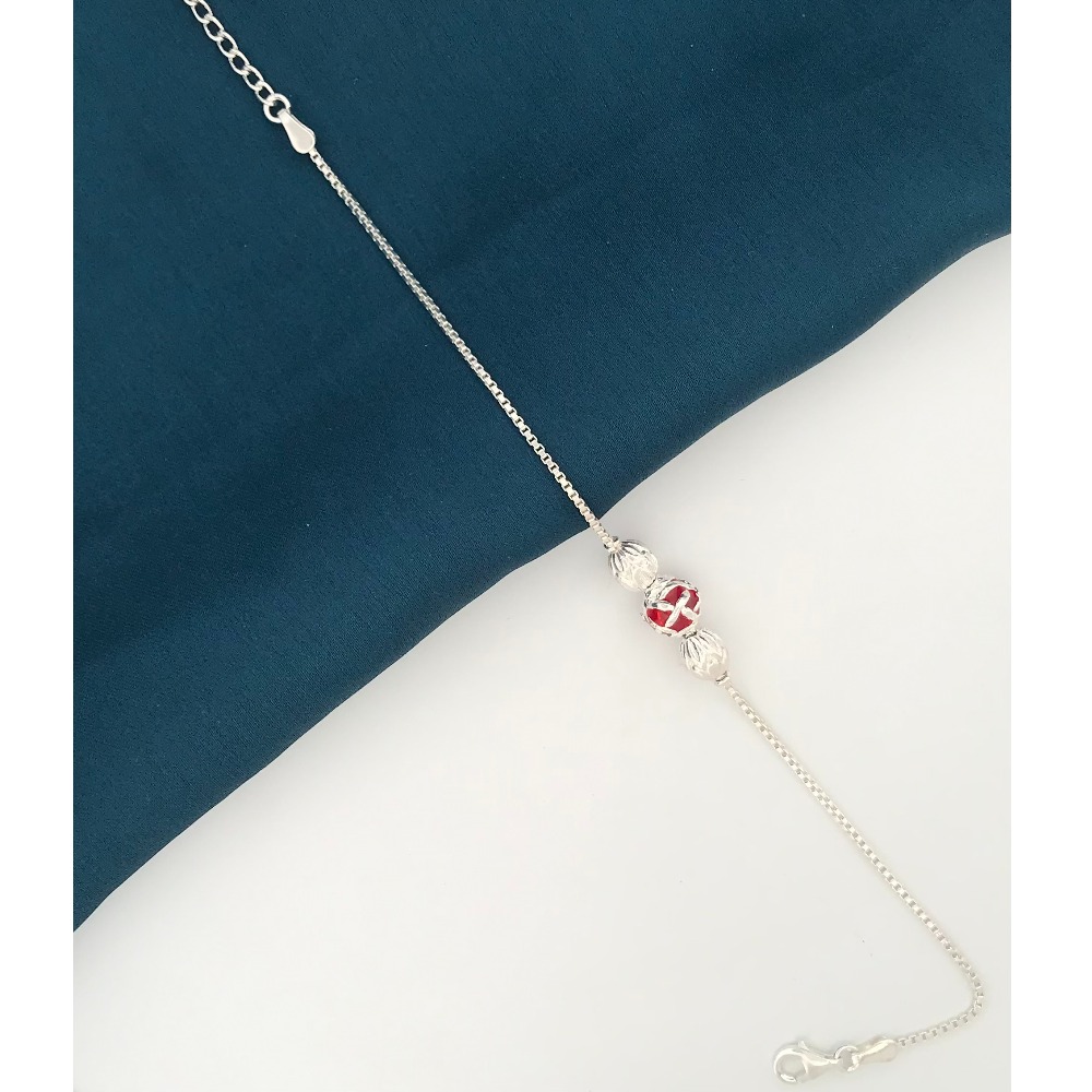925 Silver Red Design Rakhi - Image 2
