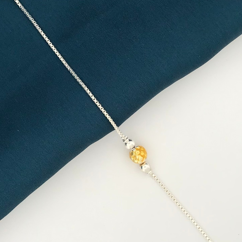 925 Silver Yellow Design Rakhi