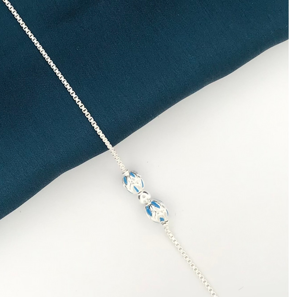 925 Silver Blue Unique Design Rakhi