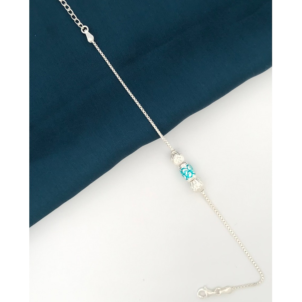 925 Silver Blue Design Rakhi - Image 2