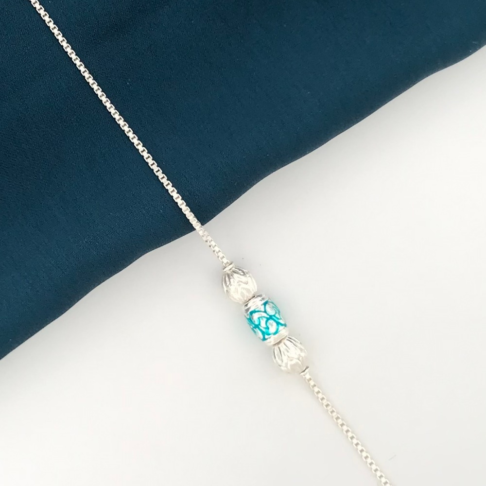 925 Silver Blue Design Rakhi