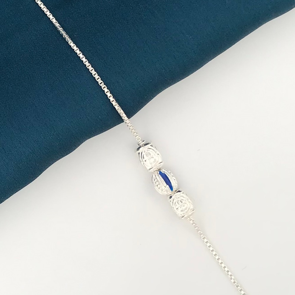 925 Silver Blue Design Rakhi