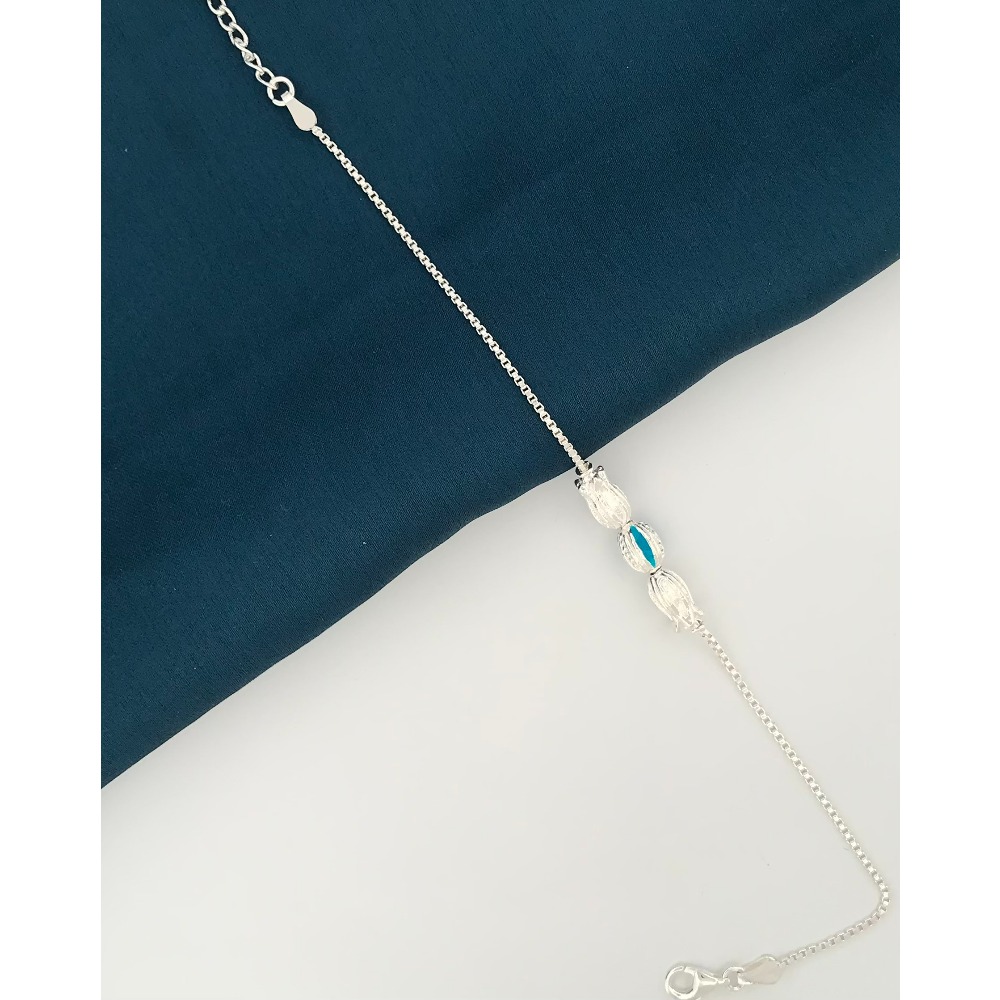 925 Silver Flower design Rakhi for Brother - Image 2