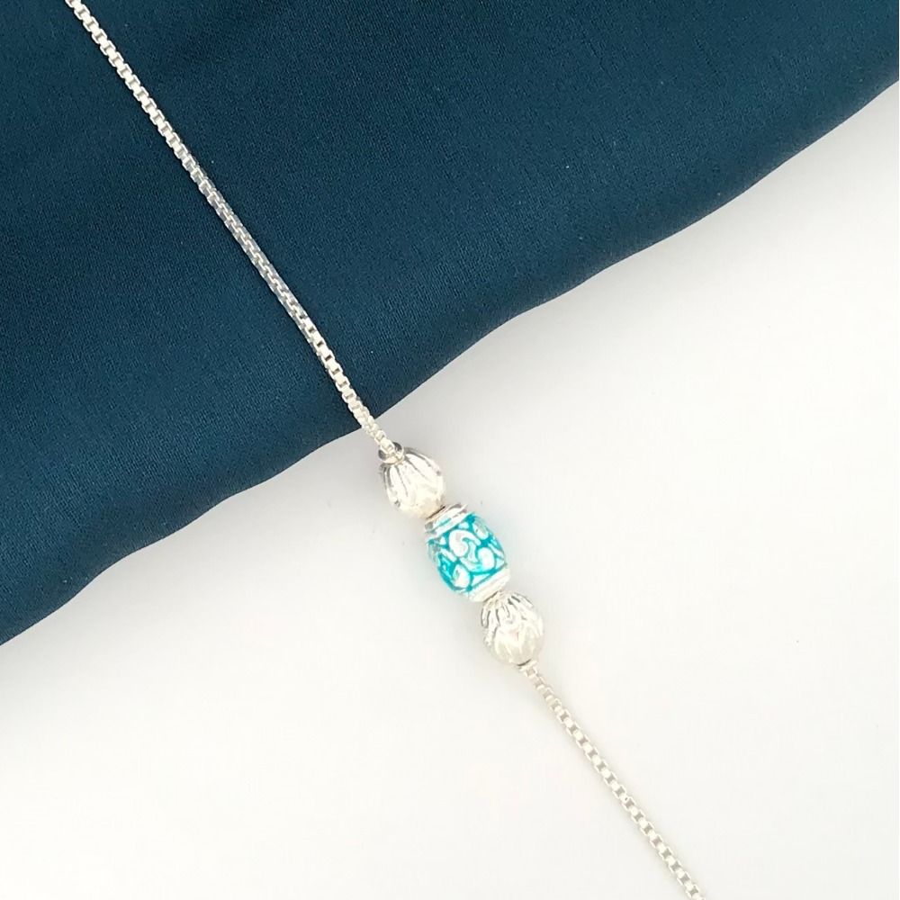925 Silver Blue Design Rakhi
