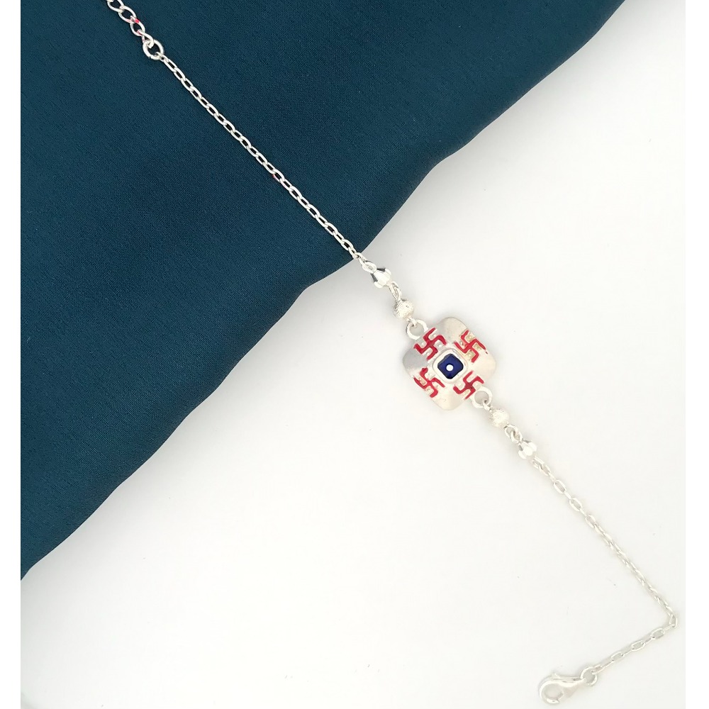 925 Silver Swastik Design Rakhi - Image 2