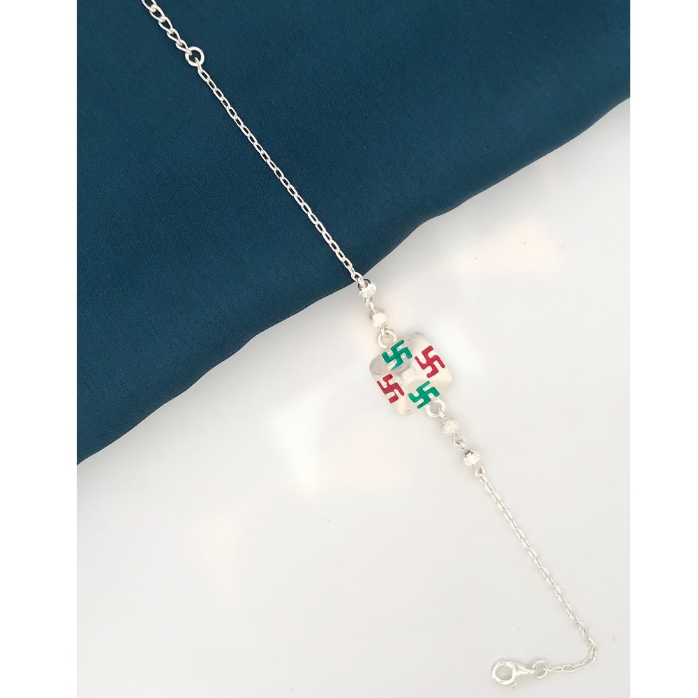 925 Silver Swastik Design Rakhi - Image 2