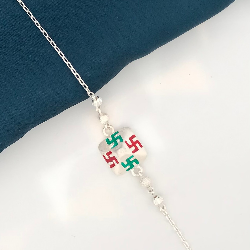 925 Silver Swastik Design Rakhi