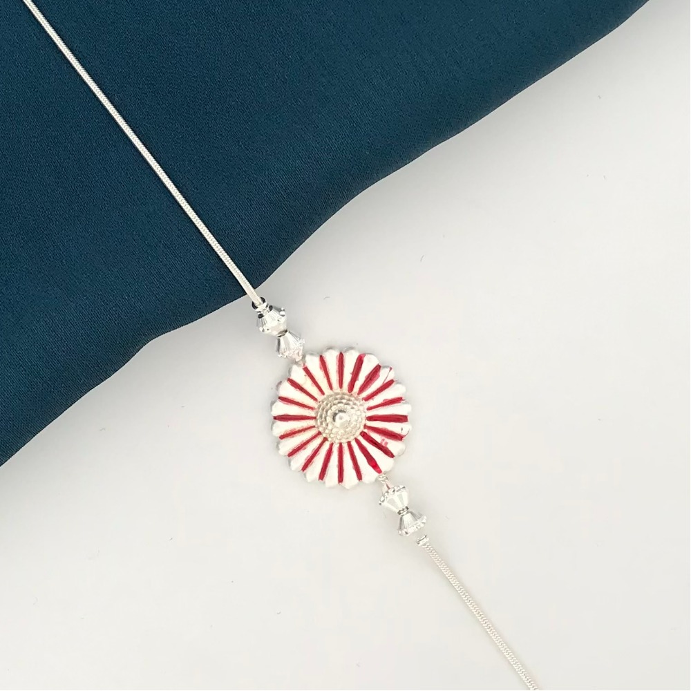 925 Silver Colorful Design Rakhi for Brother