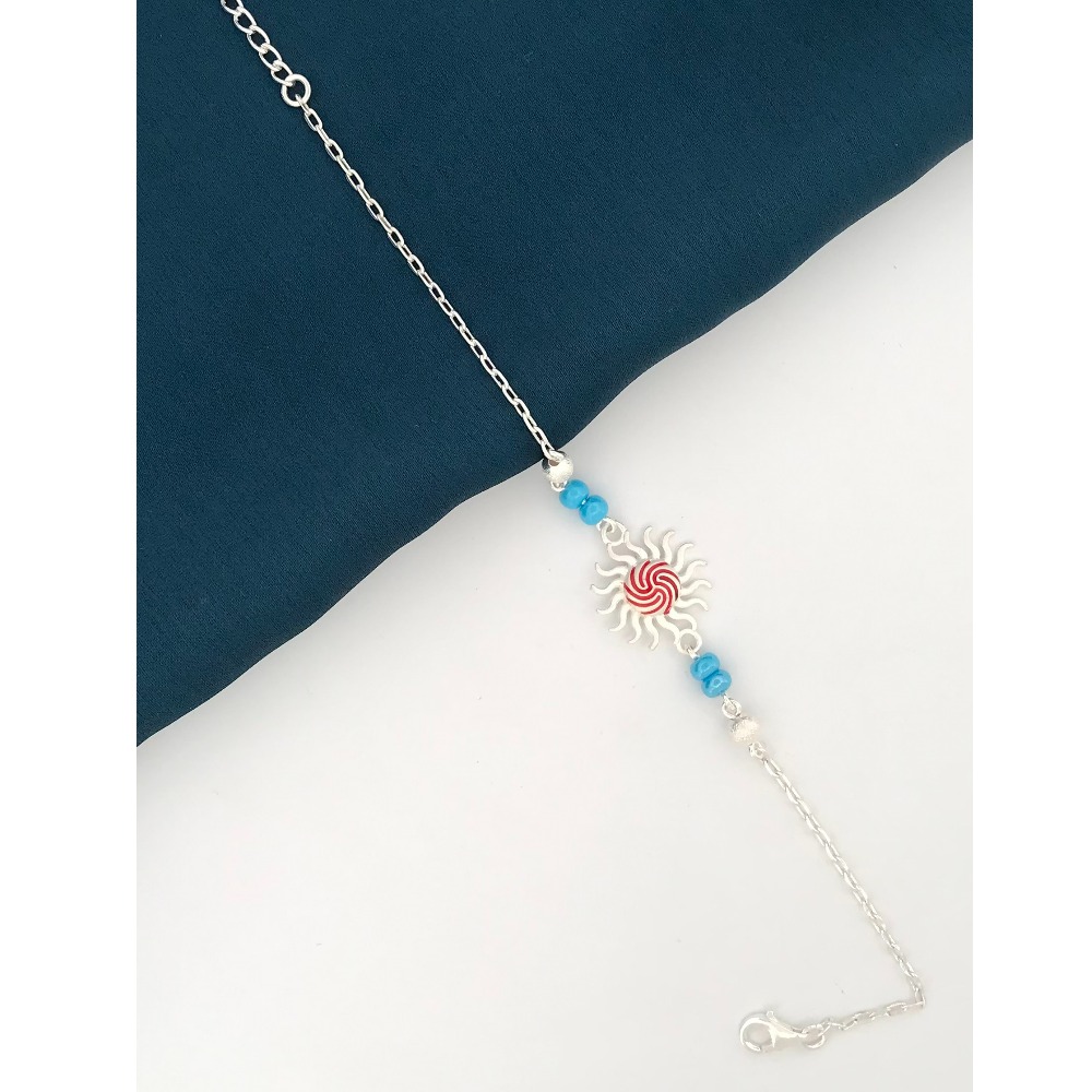 925 Silver Colorful Rakhi For Brother - Image 2