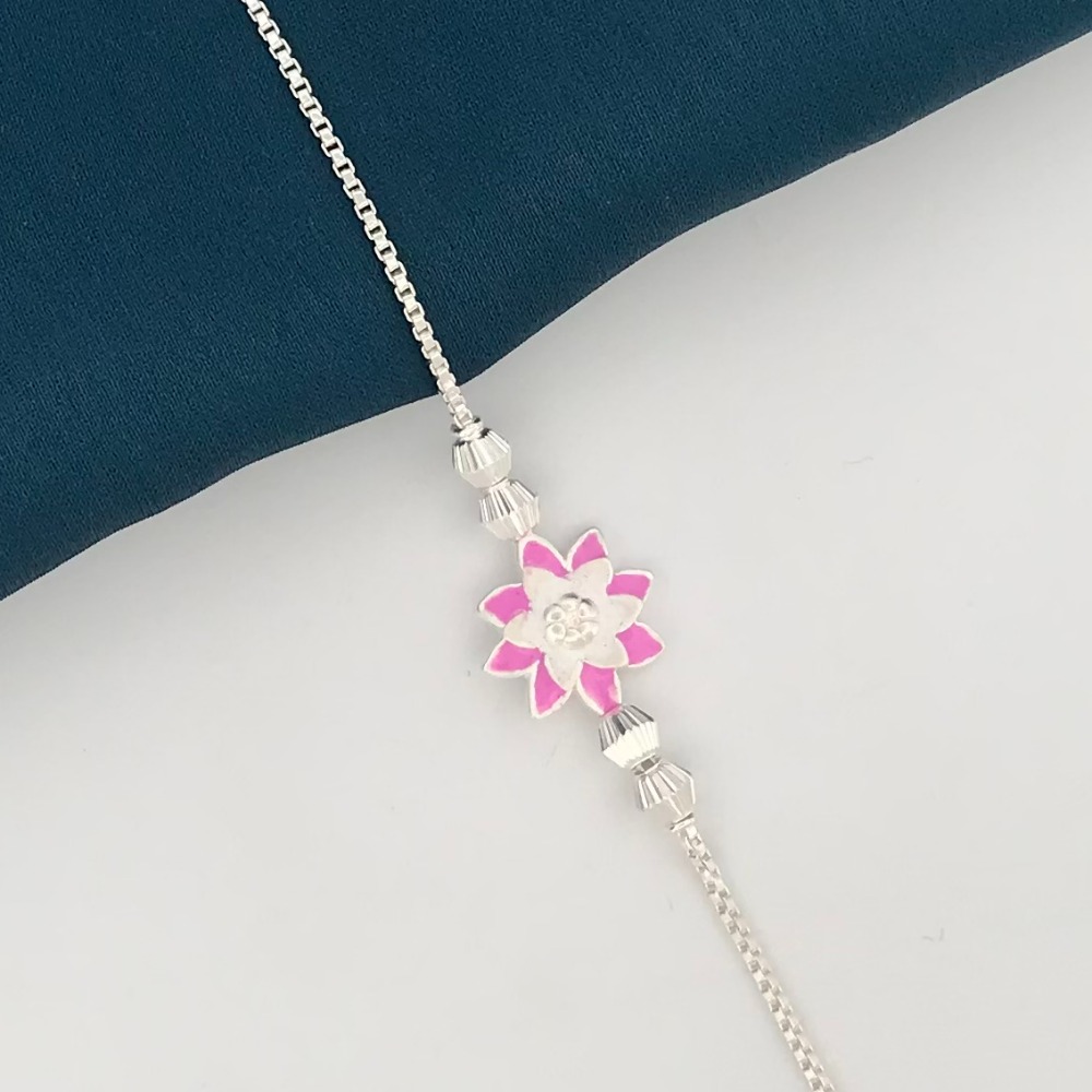925 Silver Flower Design Rakhi - Image 2
