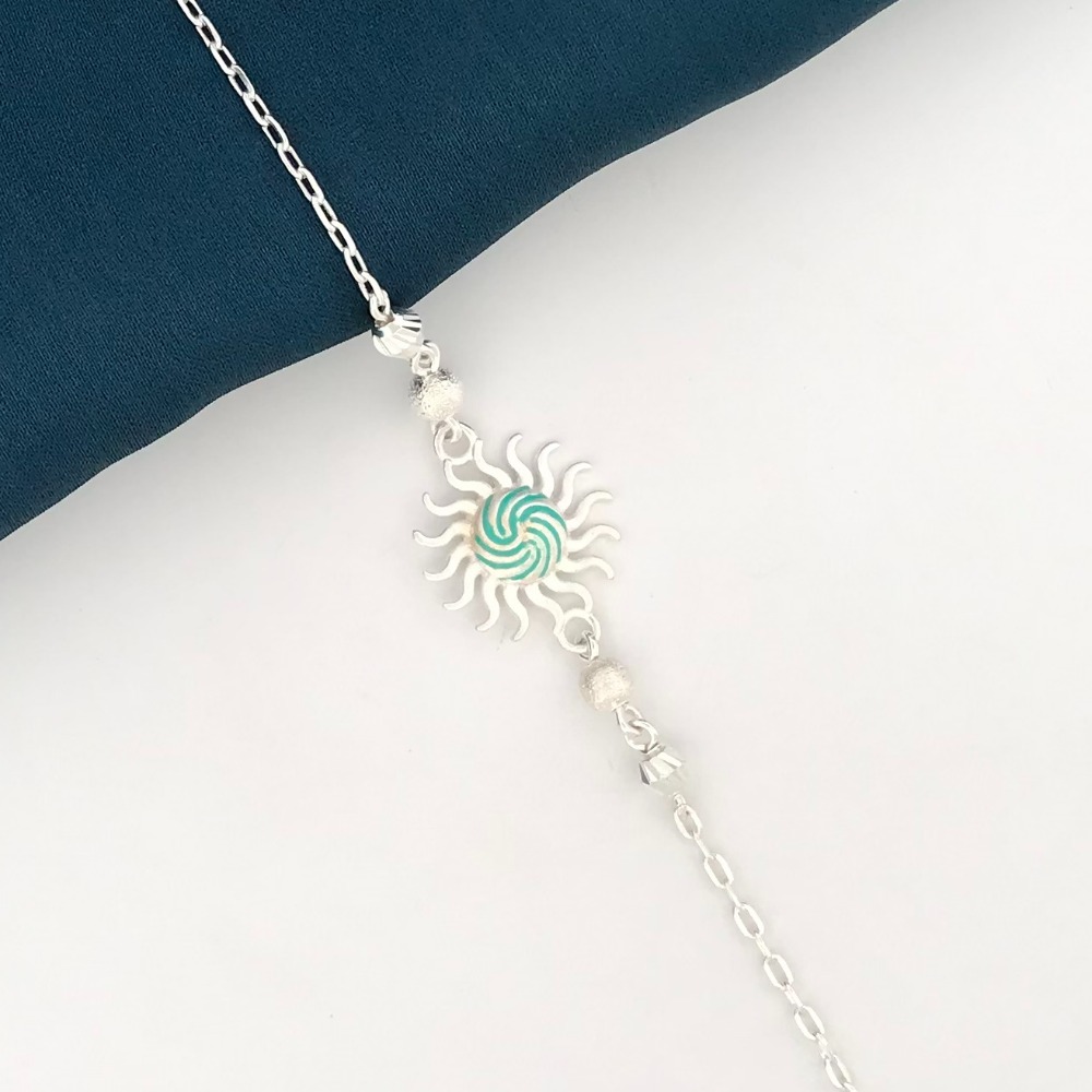 925 Silver Sun Design Rakhi - Image 2