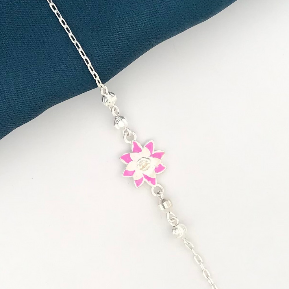 925 Silver Flower Design Rakhi - Image 2