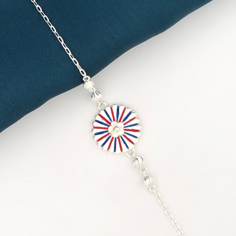 925 Silver Colorful Design Rakhi - Image 2