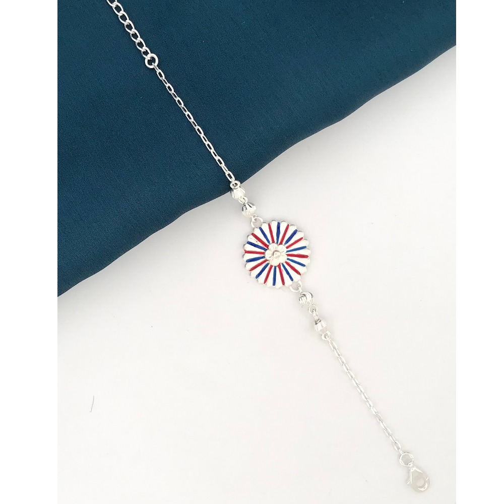 925 Silver Colorful Design Rakhi