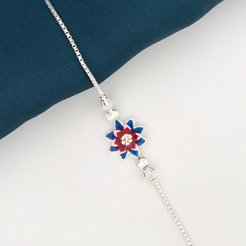 925 silver flower design rakhi - Image 2