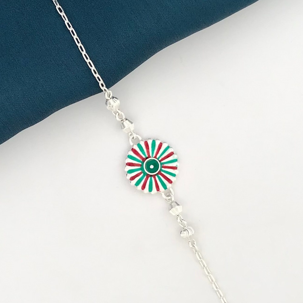 925 Silver Colour Design Rakhi for Brother - Image 2