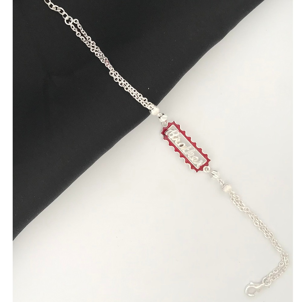 925 Silver Red Colour Brother Rakhi