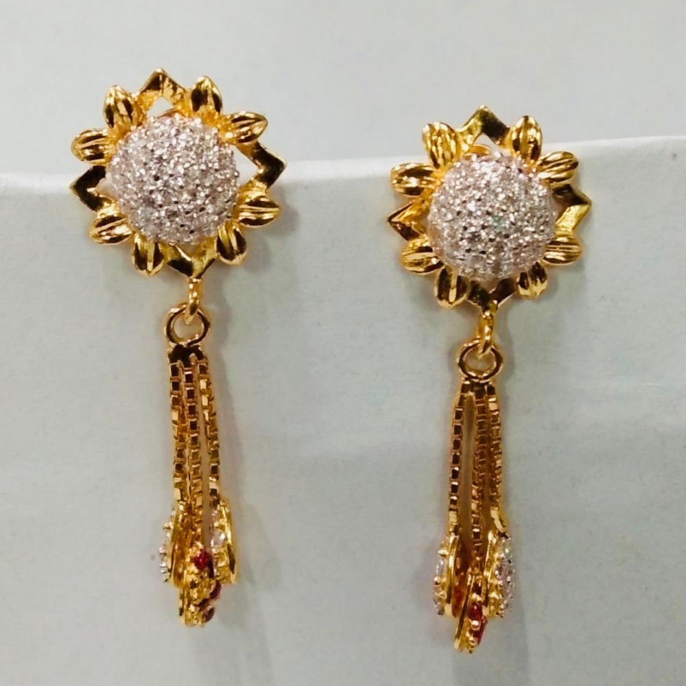 22 kt gold cz ladies earrings top