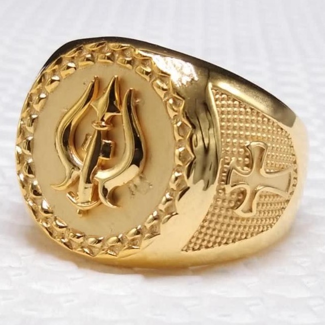 916 GOLD GENTS TRISHUL RINGS