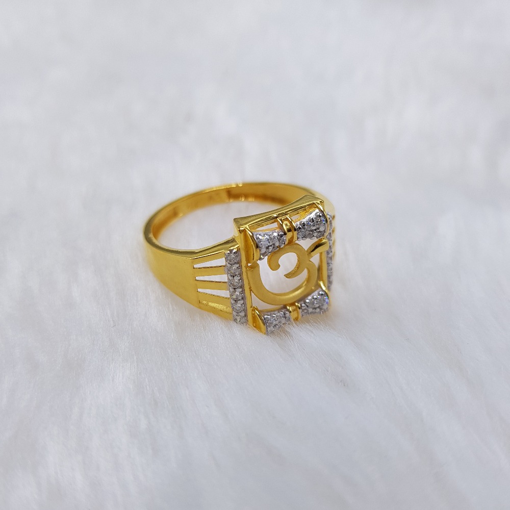 916 Gold CZ Om Design Ring