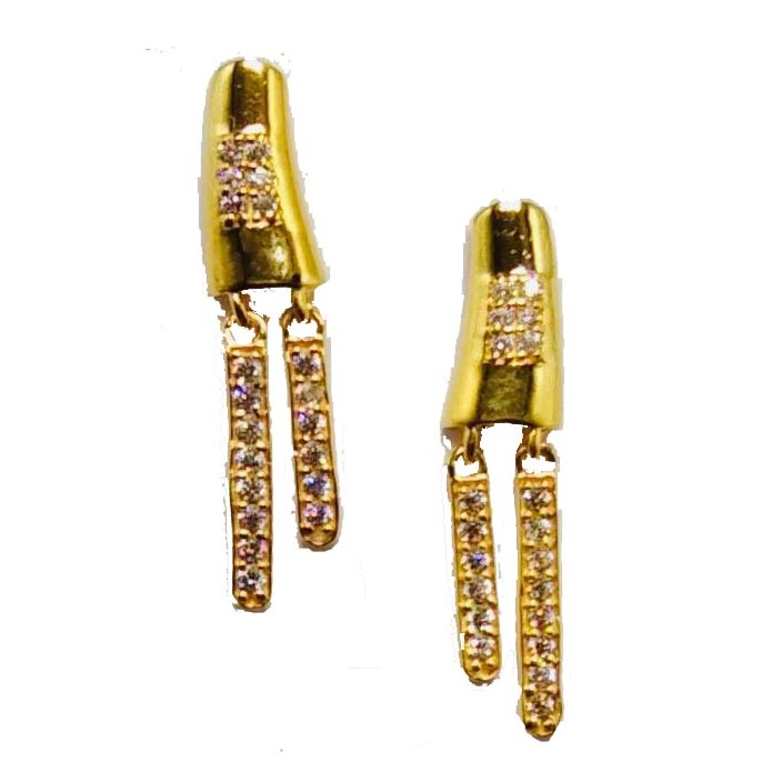 916 yellow gold long fancy CZ tops for women