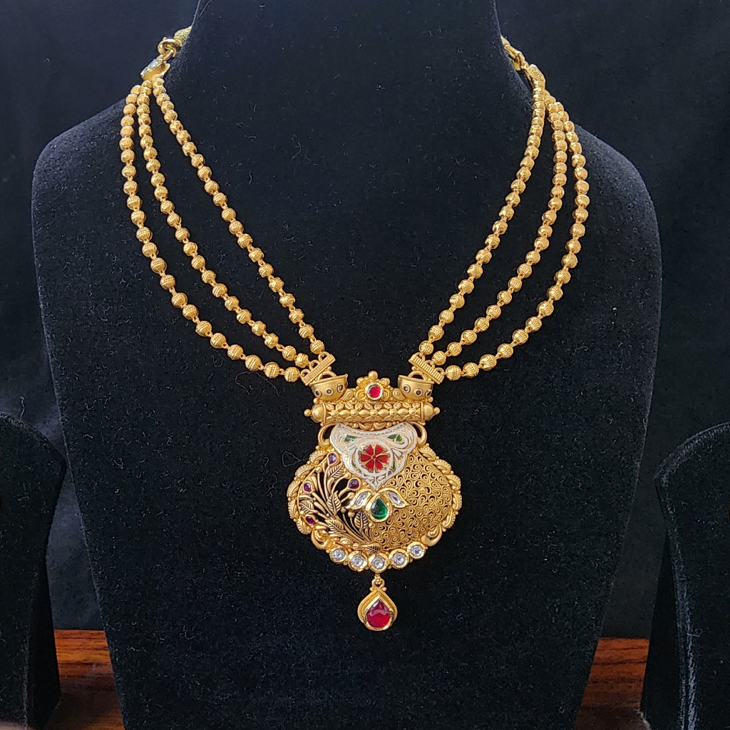 916 Gold Antique Jadtar Met Finishing Magmala
