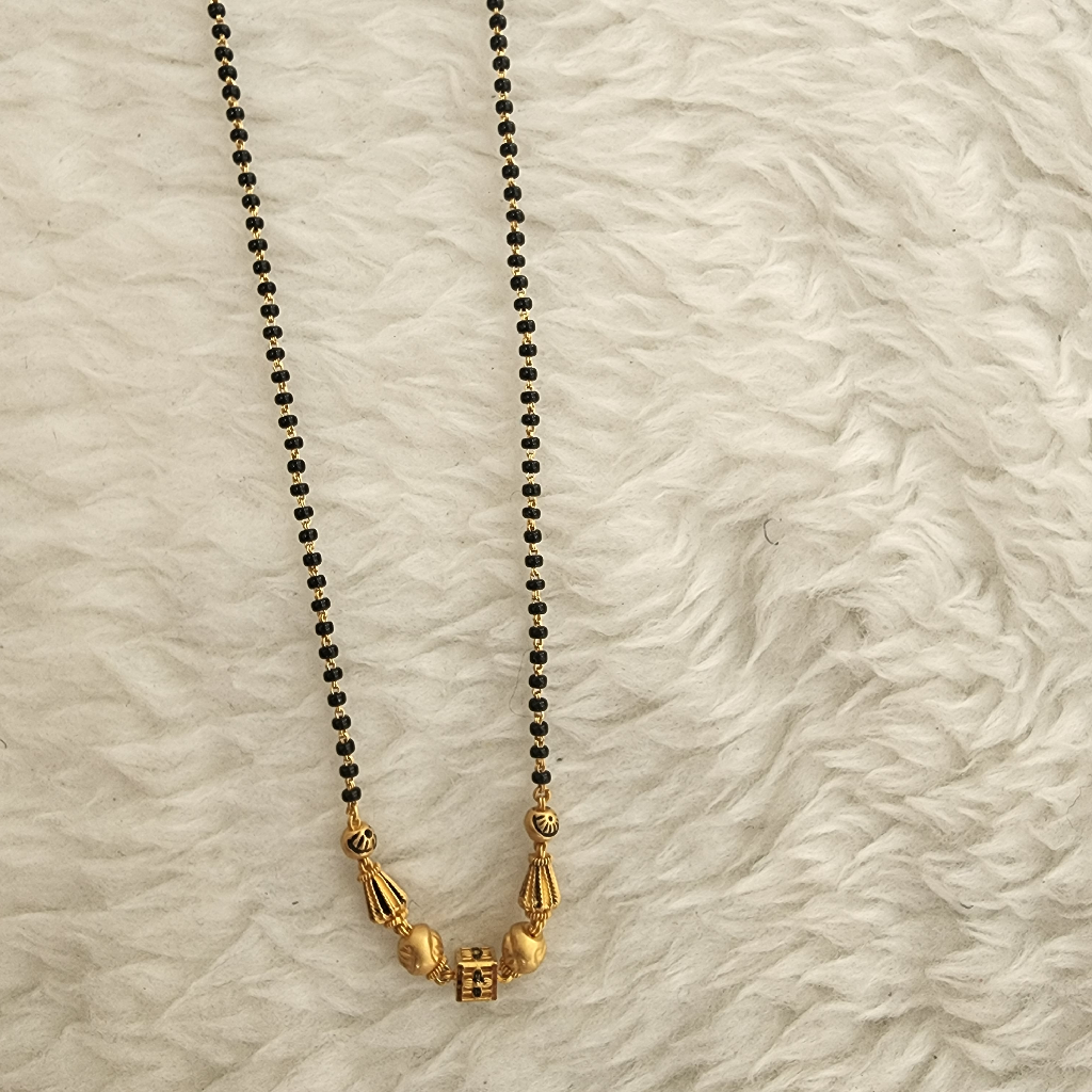 916 gold unique met finishing oxidised short mangalsutra