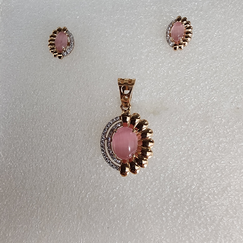 750 rose gold fancy butti pendant set
