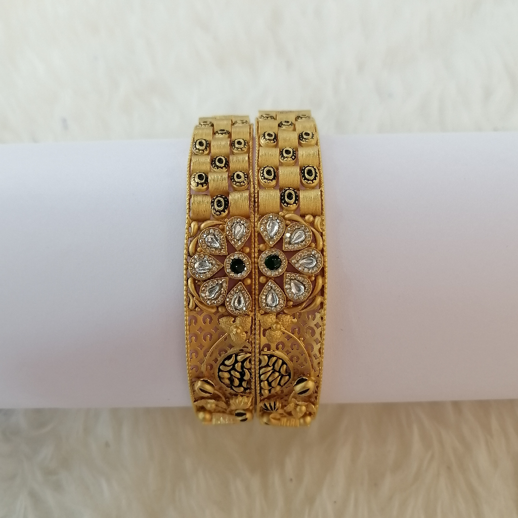 916 Gold Fancy Antique Swaroxy Diamond Bangles