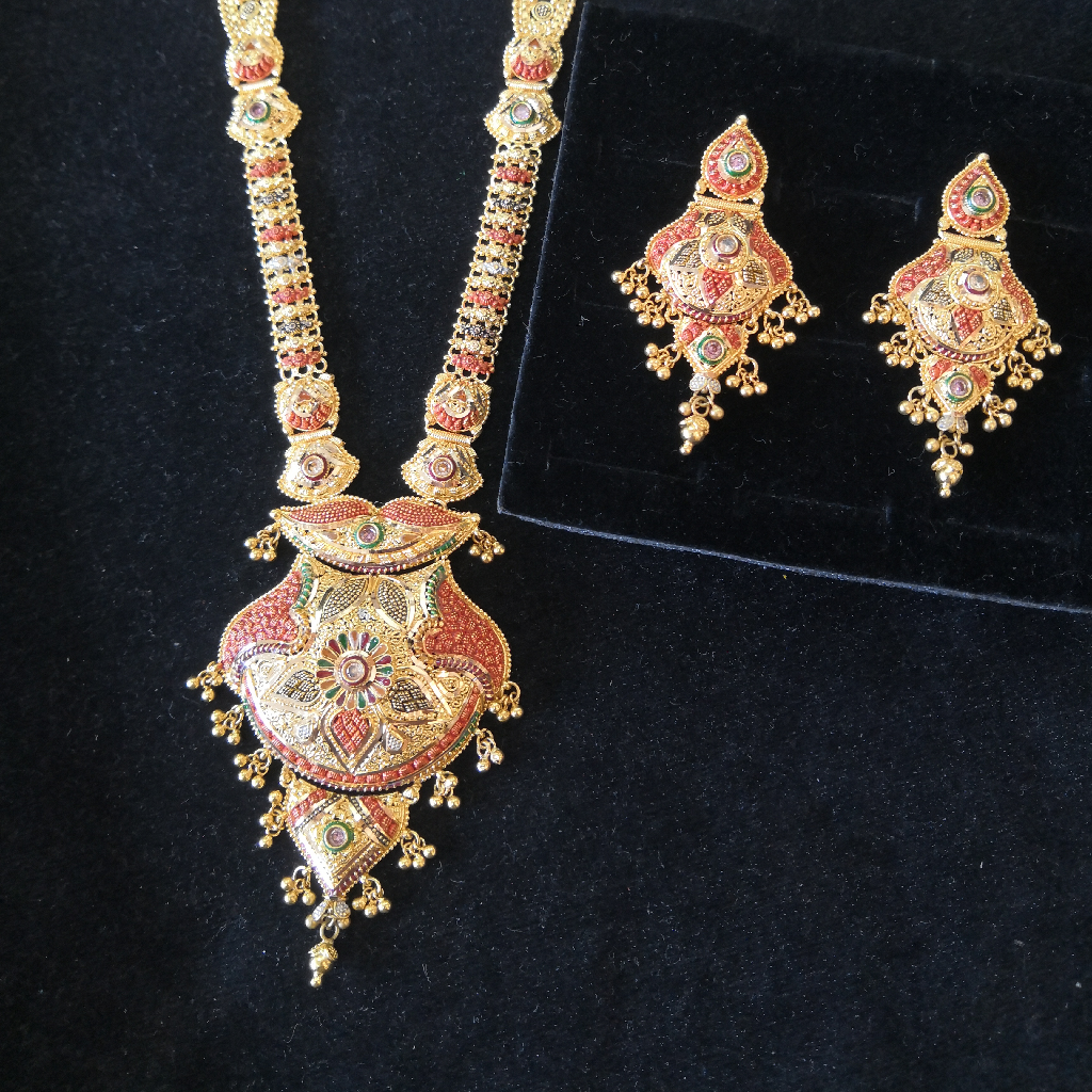 916 gold Gheru kalkati work design long set