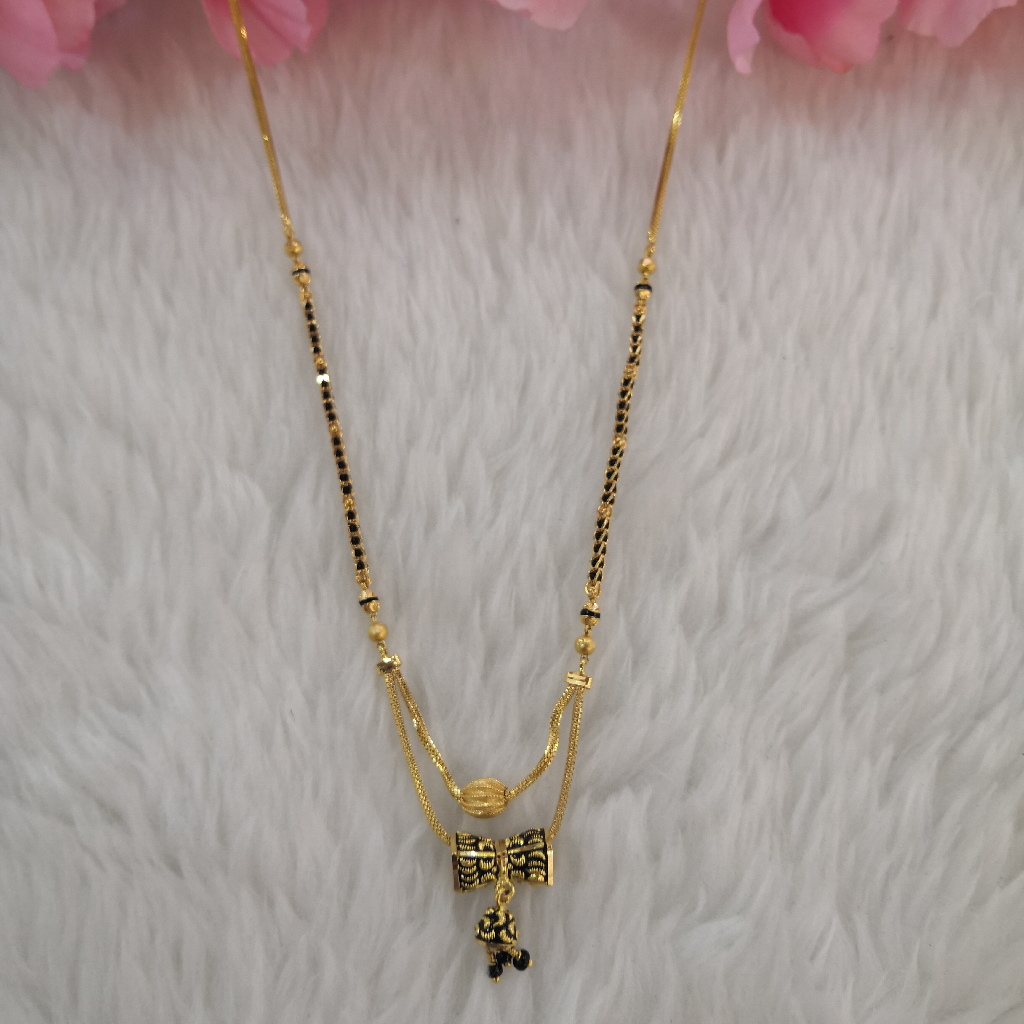 916 gold fancy damru pendent black kidiya moti dokiyu