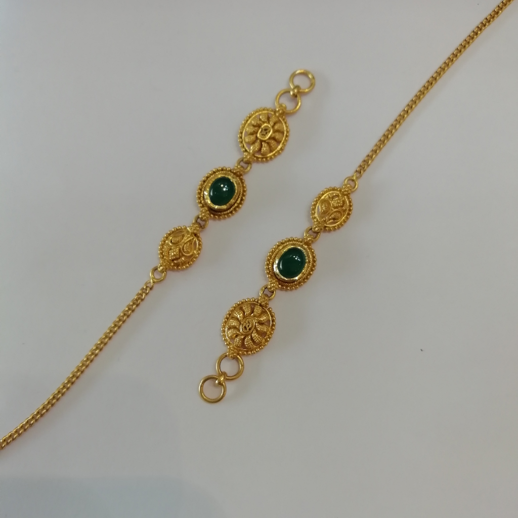 916 gold antique jadtar green stone kanser