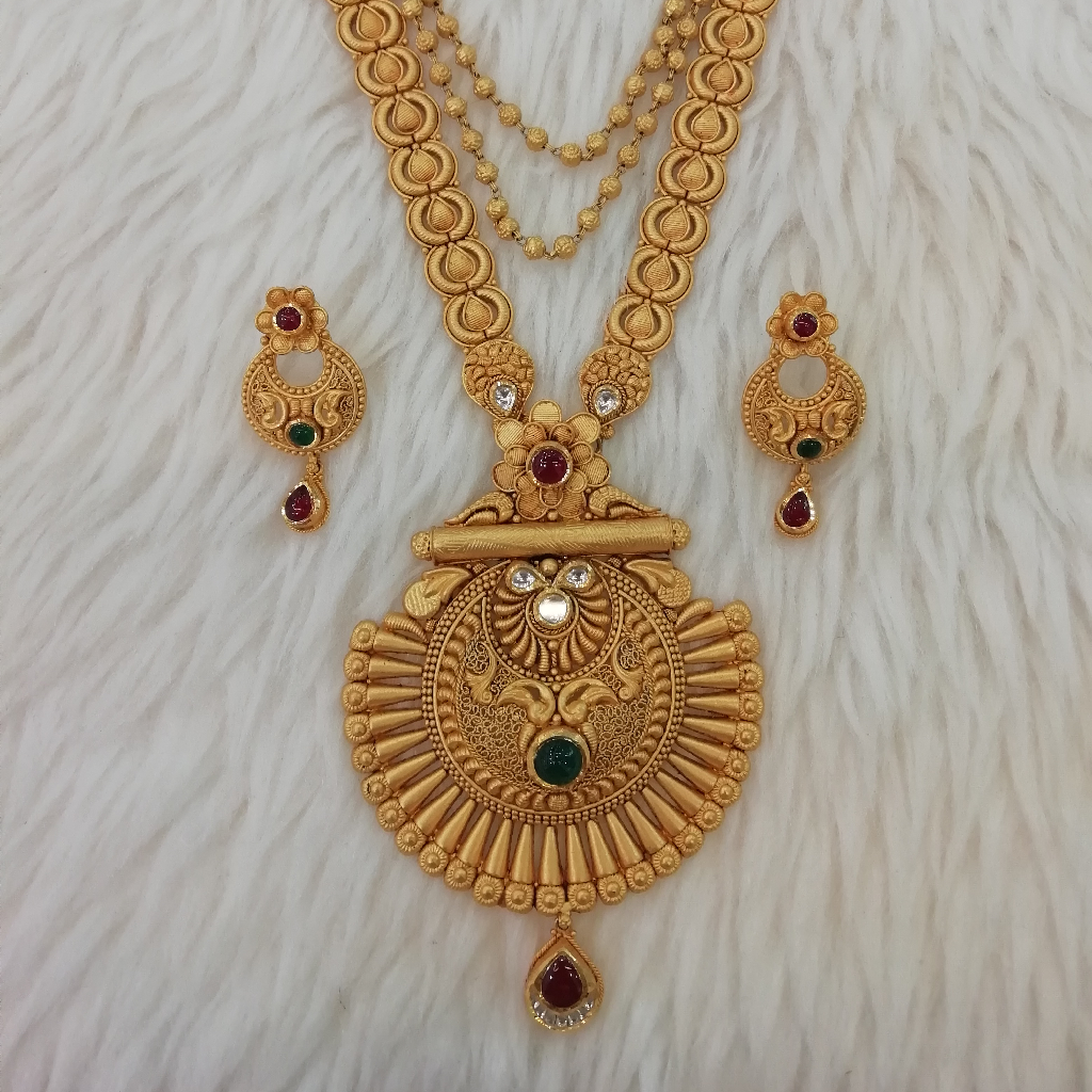 916 gold fancy antique jadtar long set