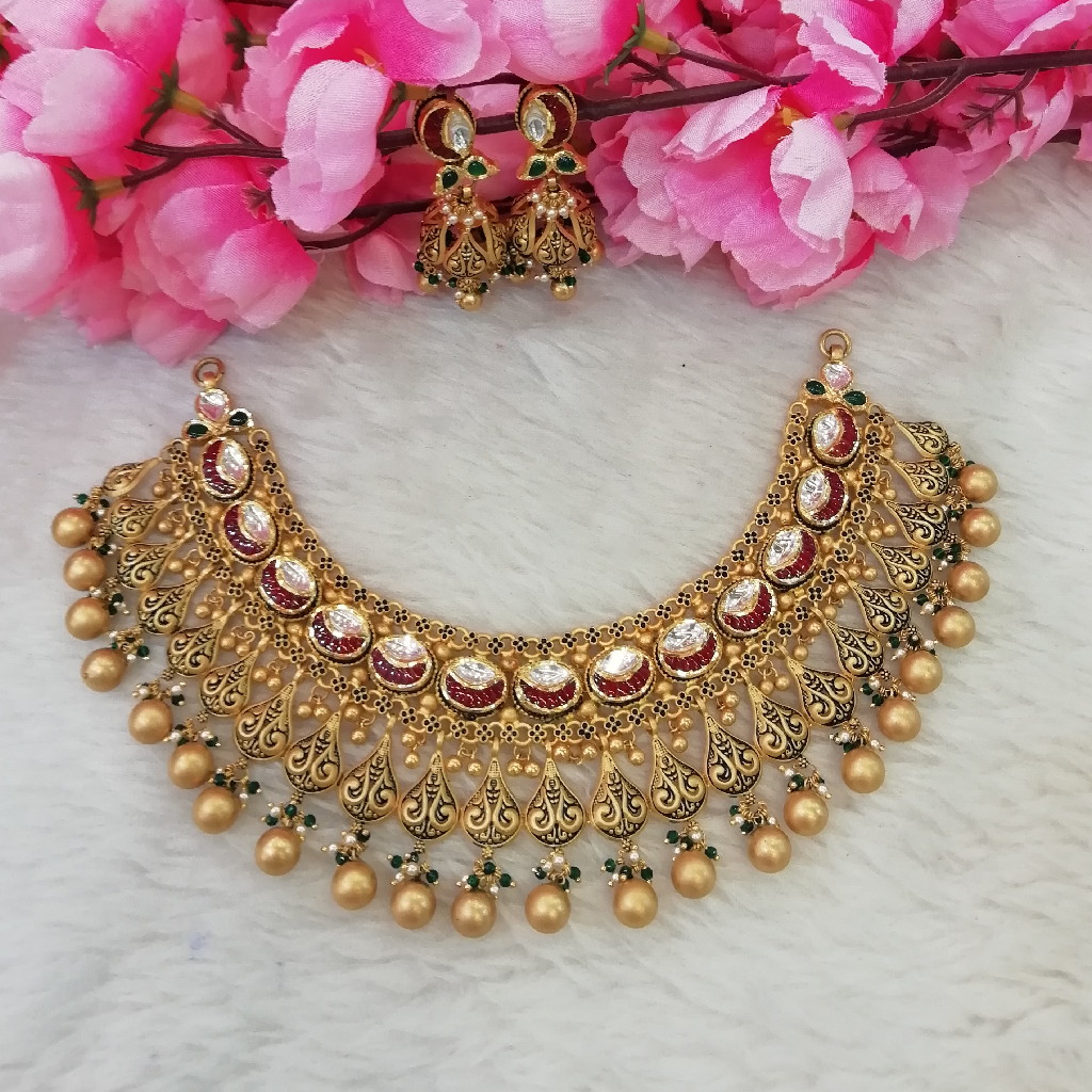 916 gold jadtar kundan antique zalar set