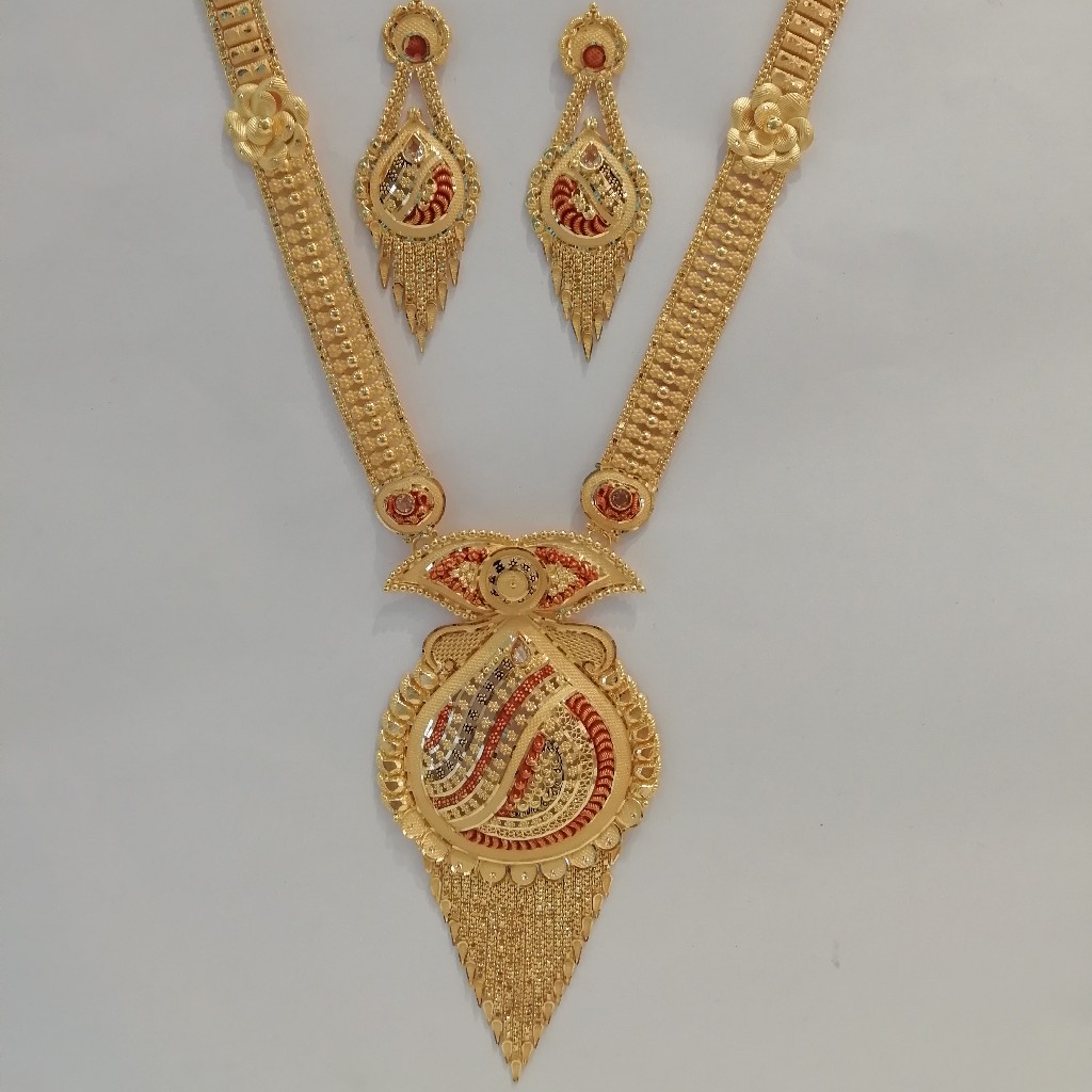 916 gold fancy tikki work design long set