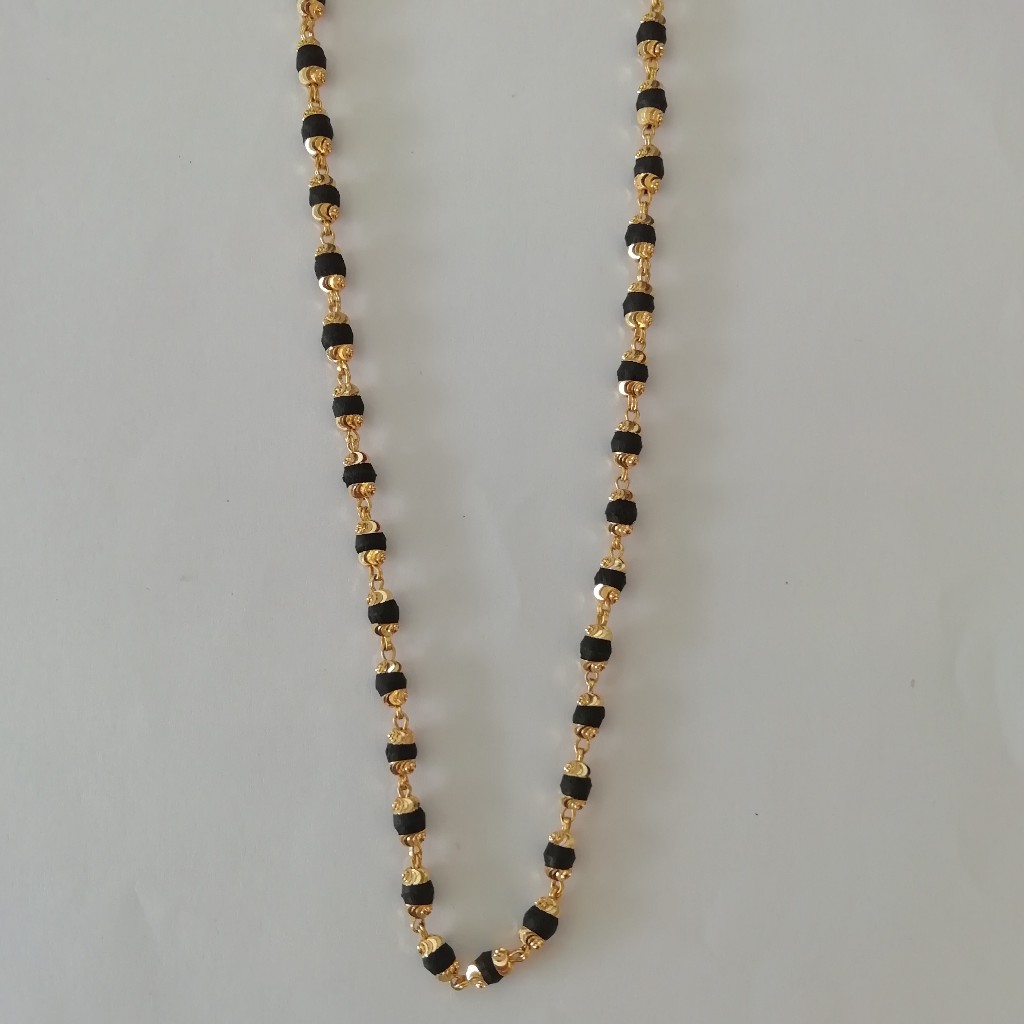 916 gold Black tulsi mala