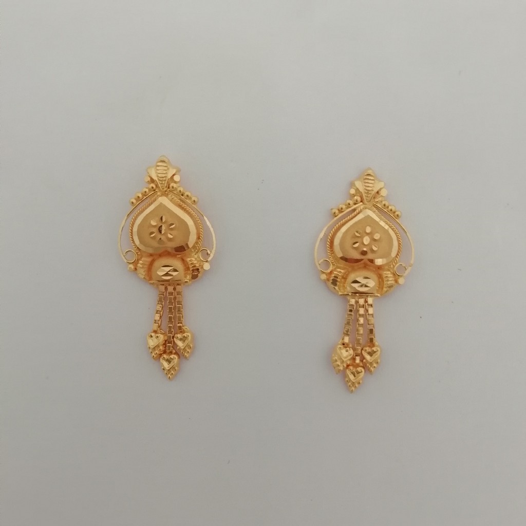 916 gold tikki work earrings