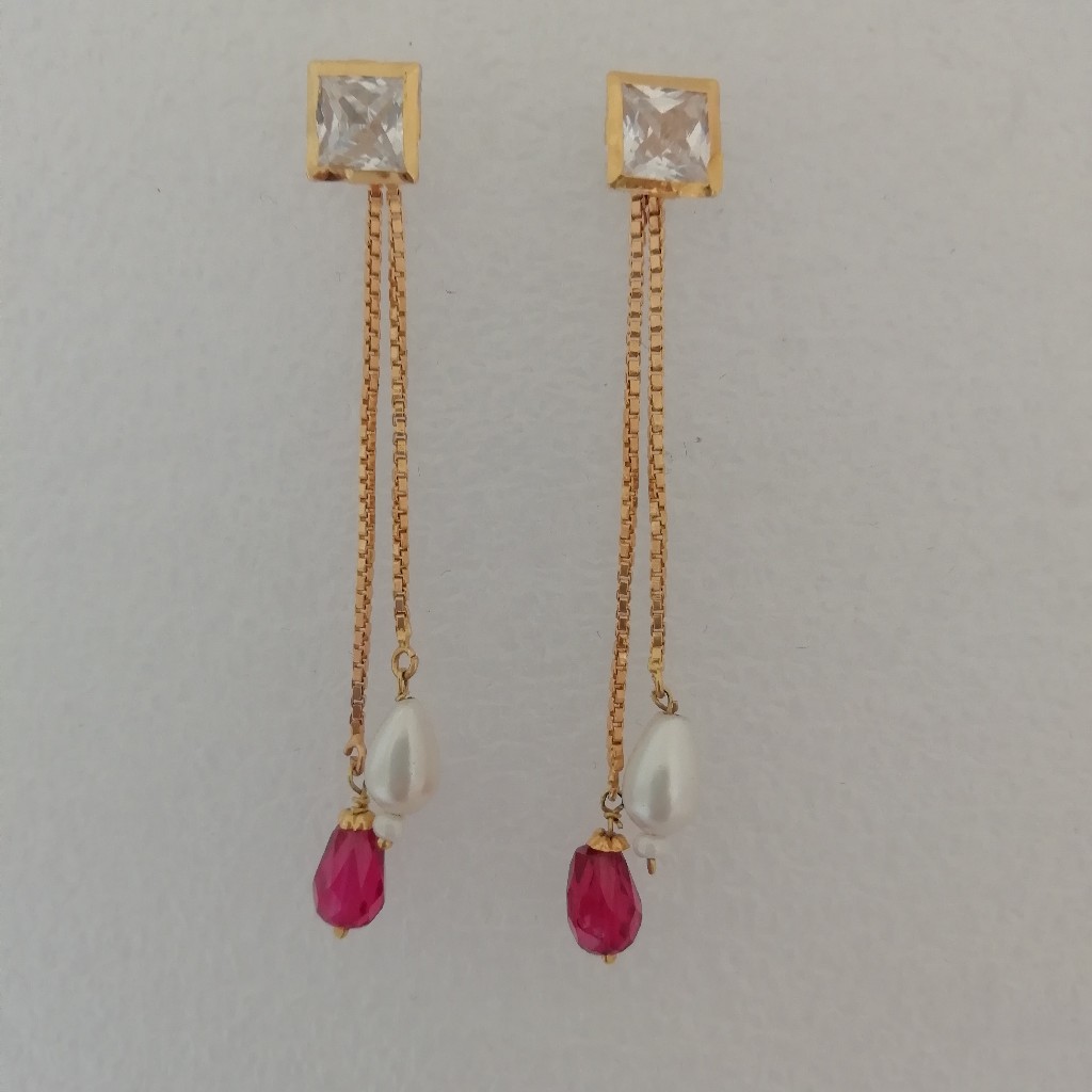Gold white and pink stone butty latkan