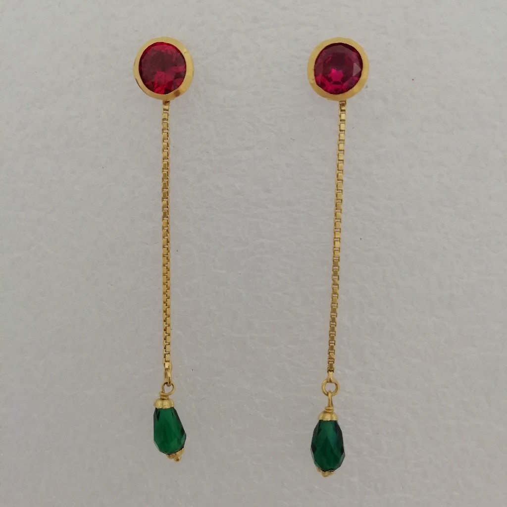 Gold green and pink stone butty latkan