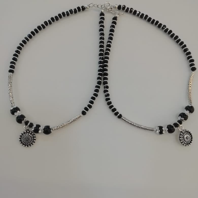 Sterling silver black anklet