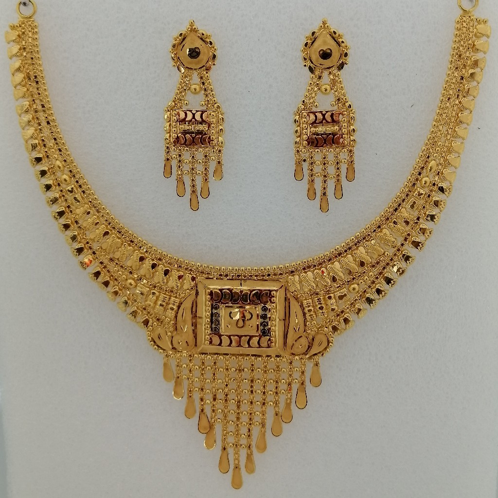 916 gold tikki work short set