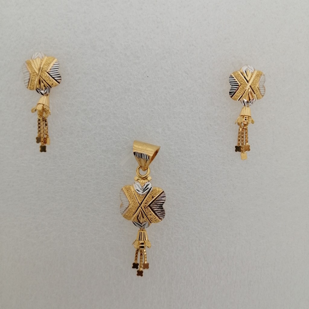 916 gold flower design butty pendant set