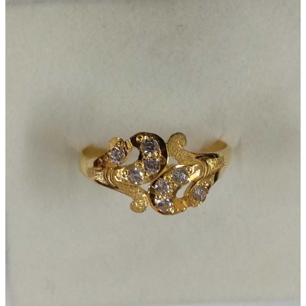 916 Gold Fancy Casting CZ Stone Ring