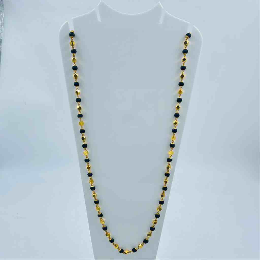 916 Gold And  Black Moti Tulsi Mala