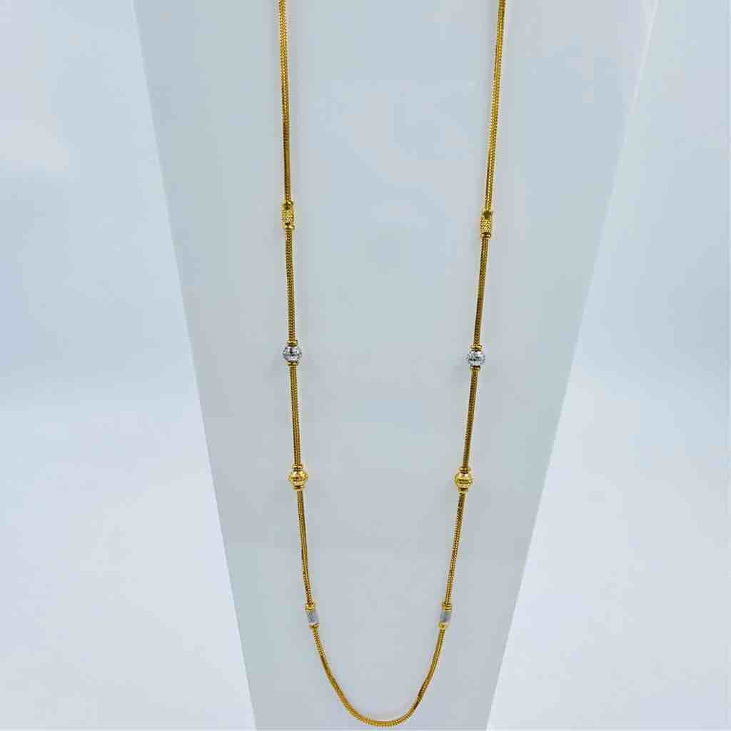 22k Gold Classic  And Rodium Manka Design Chain