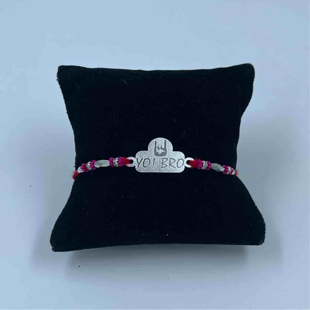 999 Silver Yo Bro Name Design Pendant Rakhi