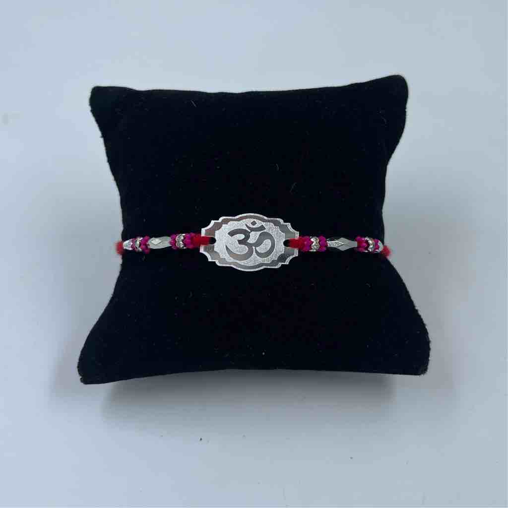 999 Silver Om  Name Design Pendant Rakhi