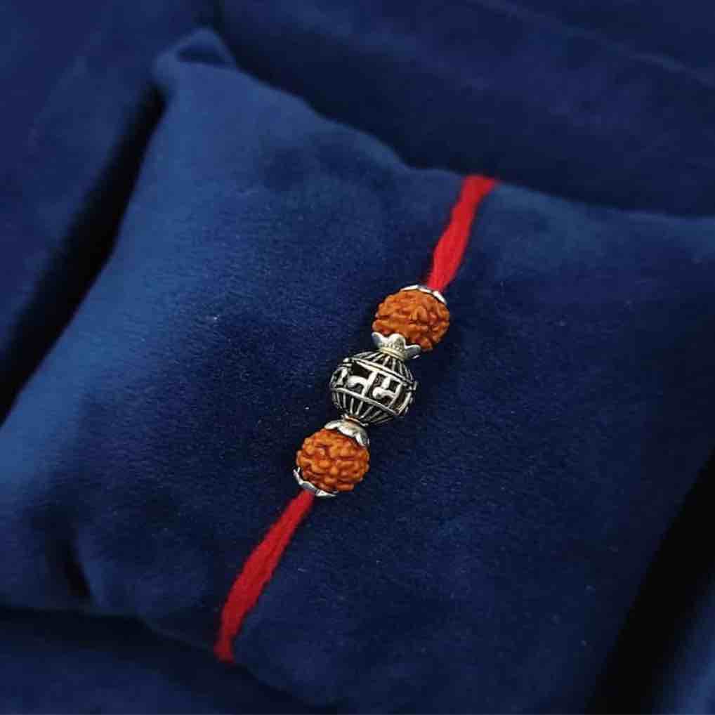 925 silver om namah shivay rudraaksh rakhi